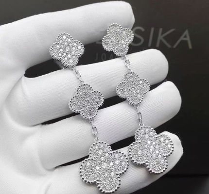3 oro clásico Diamond Earrings For Girlfriend del vintage 18K de los adornos